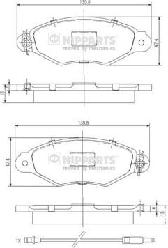 Nipparts J3601093 - Тормозные колодки, дисковые, комплект unicars.by