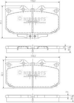 Nipparts J3601047 - Тормозные колодки, дисковые, комплект unicars.by