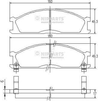 Nipparts J3601037 - Тормозные колодки, дисковые, комплект unicars.by