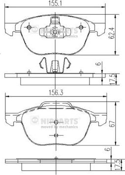 Nipparts J3603063 - Тормозные колодки, дисковые, комплект unicars.by