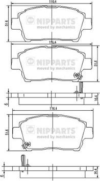 Nipparts J3602088 - Тормозные колодки, дисковые, комплект unicars.by