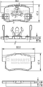 Nipparts J3614017 - Тормозные колодки, дисковые, комплект unicars.by