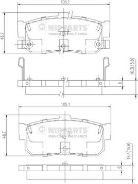 Nipparts J3611034 - Тормозные колодки, дисковые, комплект unicars.by