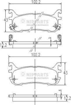 Nipparts J3613012 - Тормозные колодки, дисковые, комплект unicars.by