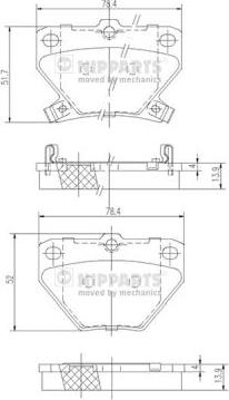 Nipparts J3612018 - Тормозные колодки, дисковые, комплект unicars.by