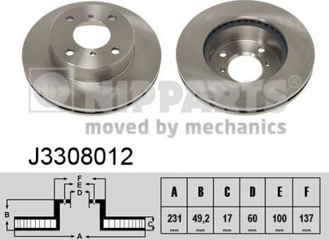 Nipparts J3308012 - Тормозной диск unicars.by