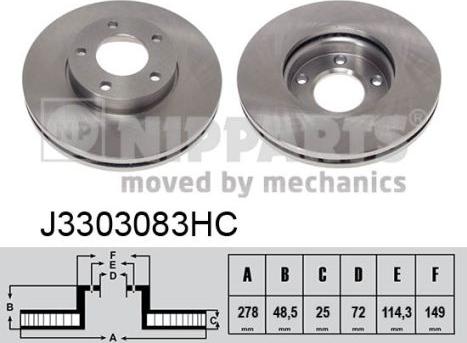 Nipparts J3303083HC - Тормозной диск unicars.by