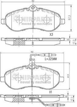 Nipparts N3602153 - Тормозные колодки, дисковые, комплект unicars.by