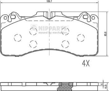 Nipparts N3602152 - Тормозные колодки, дисковые, комплект unicars.by