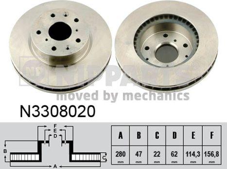 Nipparts N3308020 - Тормозной диск unicars.by