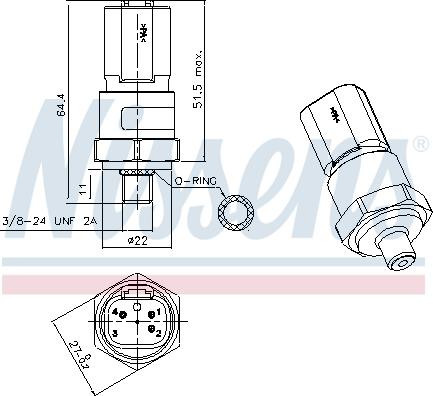 Nissens 301029 - Пневматический выключатель, кондиционер unicars.by