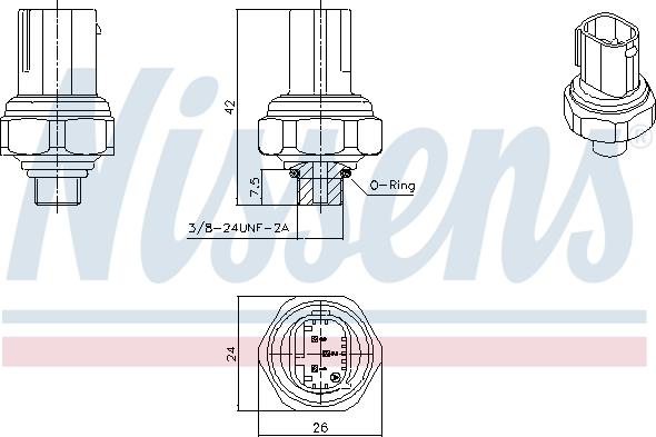 Nissens 301070 - Пневматический выключатель, кондиционер unicars.by