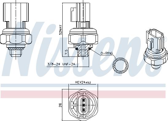 Nissens 301077 - Пневматический выключатель, кондиционер unicars.by