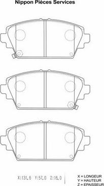 NPS H360A45 - Тормозные колодки, дисковые, комплект unicars.by