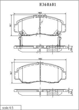 NPS H360A01 - Тормозные колодки, дисковые, комплект unicars.by