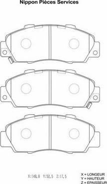 NPS H360A03 - Тормозные колодки, дисковые, комплект unicars.by