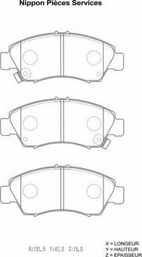 NPS H360A27 - Тормозные колодки, дисковые, комплект unicars.by