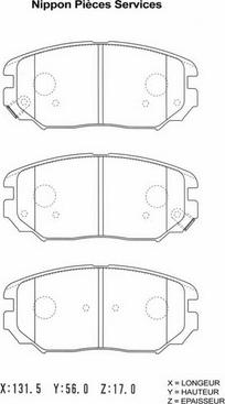 NPS H360I19 - Тормозные колодки, дисковые, комплект unicars.by