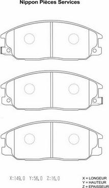 NPS H360I15 - Тормозные колодки, дисковые, комплект unicars.by