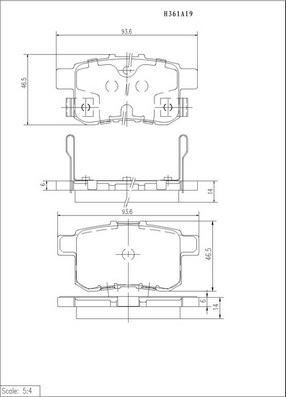 NPS H361A19 - Тормозные колодки, дисковые, комплект unicars.by