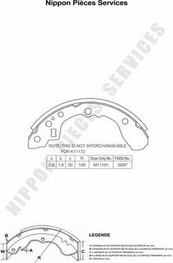 NPS K350A01 - Комплект тормозных колодок, барабанные unicars.by