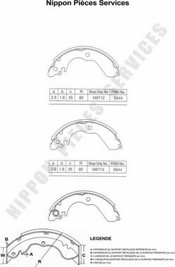 NPS M350I00 - Комплект тормозных колодок, барабанные unicars.by