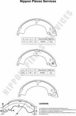 NPS M350I01 - Комплект тормозных колодок, барабанные unicars.by