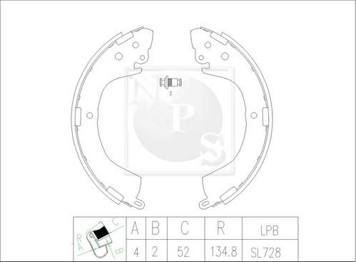 NPS M350I35 - Комплект тормозных колодок, барабанные unicars.by