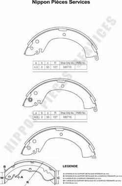 NPS M350I21 - Комплект тормозных колодок, барабанные unicars.by