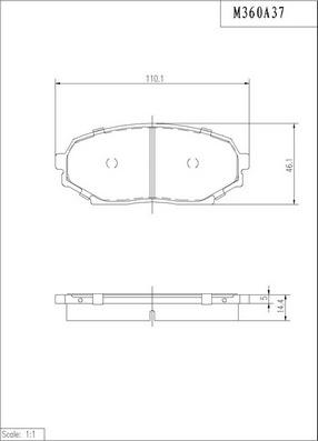 NPS M360A37 - Тормозные колодки, дисковые, комплект unicars.by