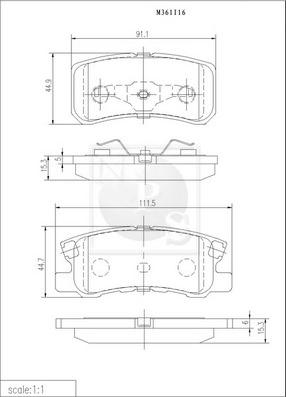 NPS M361I16 - Тормозные колодки, дисковые, комплект unicars.by