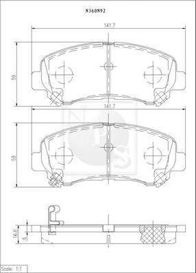 NPS N360N92 - Тормозные колодки, дисковые, комплект unicars.by