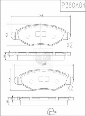 NPS P360A04 - Тормозные колодки, дисковые, комплект unicars.by