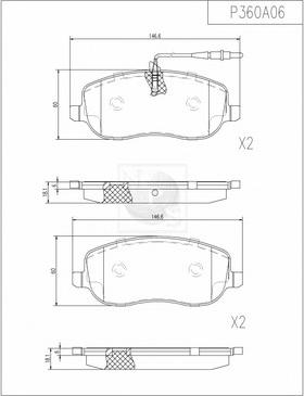 NPS P360A06 - Тормозные колодки, дисковые, комплект unicars.by