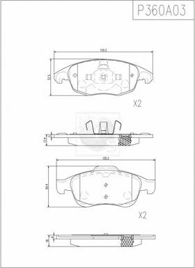 NPS P360A03 - Тормозные колодки, дисковые, комплект unicars.by