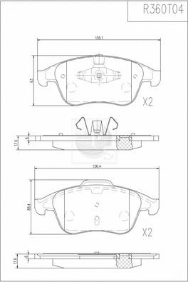 NPS R360T04 - Тормозные колодки, дисковые, комплект unicars.by