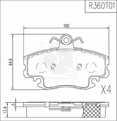 NPS R360T01 - Тормозные колодки, дисковые, комплект unicars.by