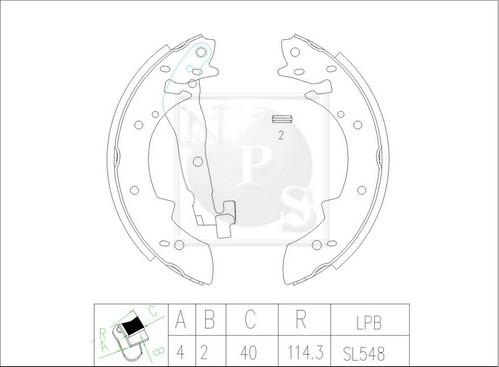 NPS S350I16 - Комплект тормозных колодок, барабанные unicars.by