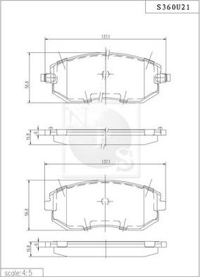 NPS S360U21 - Тормозные колодки, дисковые, комплект unicars.by