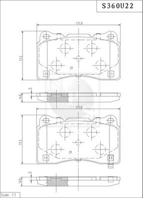 NPS S360U22 - Тормозные колодки, дисковые, комплект unicars.by