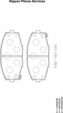 NPS T360A45 - Тормозные колодки, дисковые, комплект unicars.by