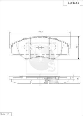 NPS T360A43 - Тормозные колодки, дисковые, комплект unicars.by