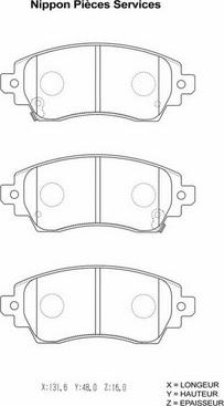 NPS T360A01 - Тормозные колодки, дисковые, комплект unicars.by