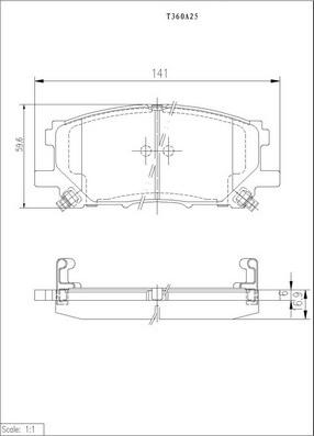 NPS T360A25 - Тормозные колодки, дисковые, комплект unicars.by