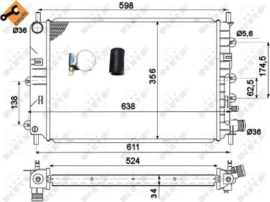 NRF 514436 - Радиатор, охлаждение двигателя unicars.by