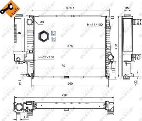 NRF 53852 - Радиатор, охлаждение двигателя unicars.by