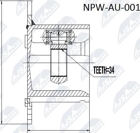 NTY NPW-AU-001 - Шарнирный комплект, ШРУС, приводной вал unicars.by