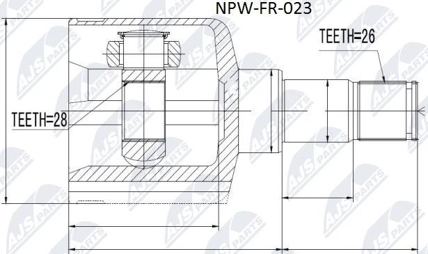 NTY NPW-FR-023 - Шарнирный комплект, ШРУС, приводной вал unicars.by