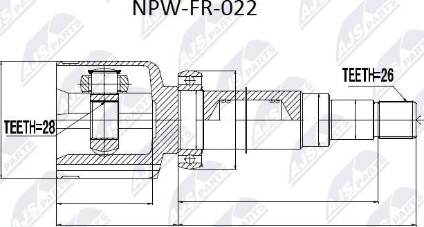 NTY NPW-FR-022 - Шарнирный комплект, ШРУС, приводной вал unicars.by