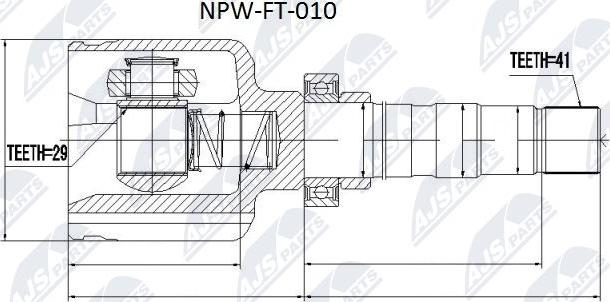 NTY NPW-FT-010 - Шарнирный комплект, ШРУС, приводной вал unicars.by